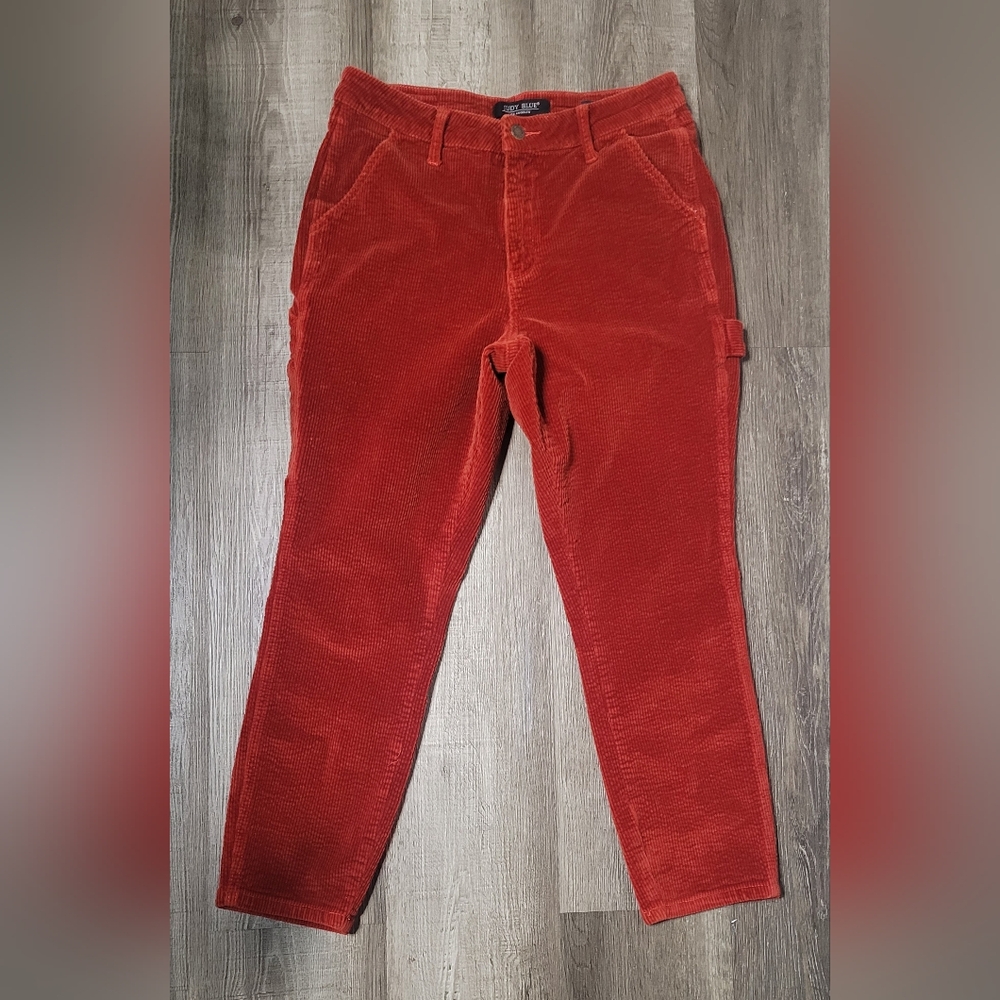 Judy Blue Corduroy High Waist Slim Fit Carpenter Pants Wms Size 27 Burnt Orange